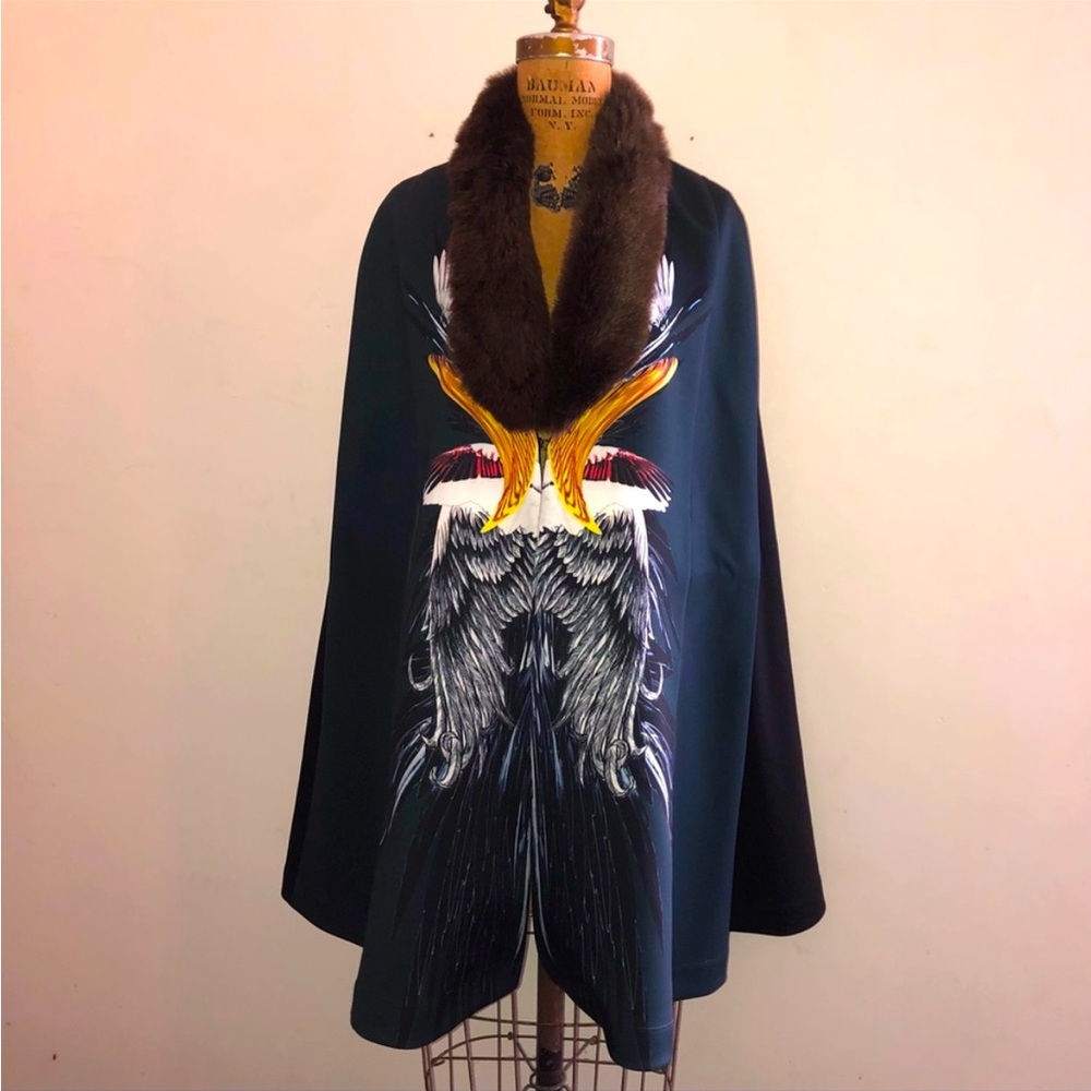 CLOVER CANYON] Green Black Brown Fur Beautiful wing printed Custom made Coat